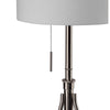 Simi Floor Lamp | Adjustable Tripod | White Linen Shade | Nickel Metal