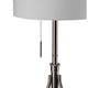 Simi Floor Lamp | Adjustable Tripod | White Linen Shade | Nickel Metal