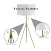 Simi Floor Lamp | Adjustable Tripod | White Linen Shade | Nickel Metal