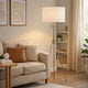 Simi Floor Lamp | Adjustable Tripod | White Linen Shade | Nickel Metal