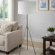 Simi Floor Lamp | Adjustable Tripod | White Linen Shade | Nickel Metal