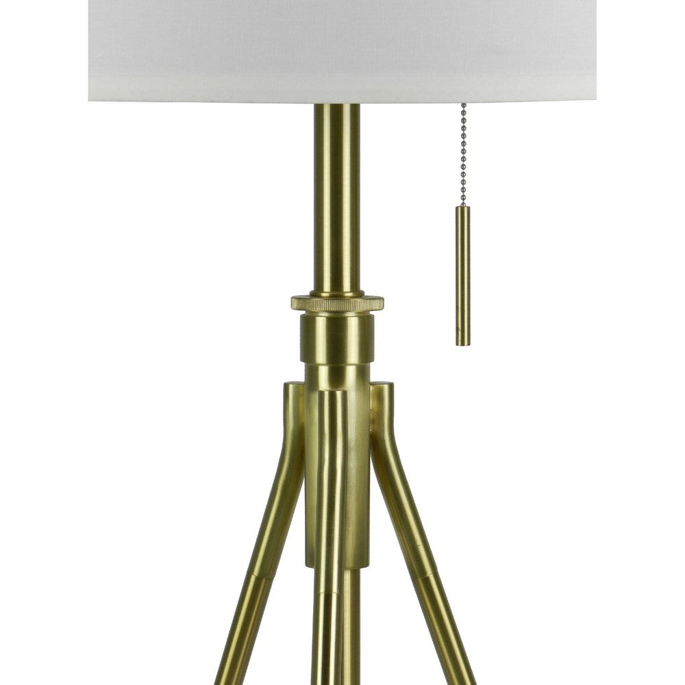 Simi Table Lamp | Adjustable Tripod | White Linen Shade | Nickel