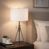 Simi Table Lamp | Adjustable Tripod | White Linen Shade | Nickel