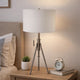 Simi Table Lamp | Adjustable Tripod | White Linen Shade | Nickel