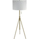 Simi Floor Lamp | Adjustable Tripod | White Linen Shade | Gold Metal