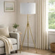 Simi Floor Lamp | Adjustable Tripod | White Linen Shade | Gold Metal
