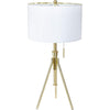 Simi Table Lamp | Adjustable Tripod | White Linen Shade | Gold Metal
