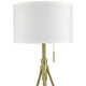 Simi Table Lamp | Adjustable Tripod | White Linen Shade | Gold Metal
