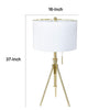 Simi Table Lamp | Adjustable Tripod | White Linen Shade | Gold Metal