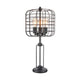 Emon 3 Bulb Table Lamp w USB | Black Metal Industrial Cage Shade