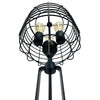 Emon 3 Bulb Table Lamp w USB | Black Metal Industrial Cage Shade