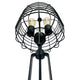 Emon 3 Bulb Table Lamp w USB | Black Metal Industrial Cage Shade