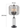 Emon 3 Bulb Table Lamp w USB | Black Metal Industrial Cage Shade