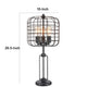 Emon 3 Bulb Table Lamp w USB | Black Metal Industrial Cage Shade