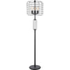 Emon 3 Bulb Floor Lamp | Matte Black Metal Industrial Cage Shade
