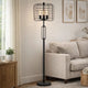 Emon 3 Bulb Floor Lamp | Matte Black Metal Industrial Cage Shade