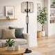 Emon 3 Bulb Floor Lamp | Matte Black Metal Industrial Cage Shade