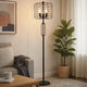 Emon 3 Bulb Floor Lamp | Matte Black Metal Industrial Cage Shade