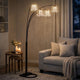 Kyle Arch Floor Lamp | Adjustable Arms | 4 Crystal Shades | Black | Gold