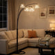 Kyle Arch Floor Lamp | Adjustable Arms | 4 Crystal Shades | Black | Gold
