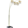 Kyle Arch Floor Lamp | 4 Square Crystal Shades | Black Gold Adjustable Arms