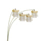 Kyle Arch Floor Lamp | 4 Square Crystal Shades | Black Gold Adjustable Arms