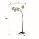 Kyle Arch Floor Lamp | 4 Square Crystal Shades | Black Gold Adjustable Arms
