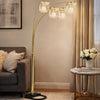 Kyle Arch Floor Lamp | 4 Square Crystal Shades | Black Gold Adjustable Arms