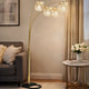 Kyle Arch Floor Lamp | 4 Square Crystal Shades | Black Gold Adjustable Arms