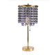 Table Lamp | Hanging Crystal Bead Shade | Pull String Switch | Gold Metal