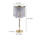 Table Lamp | Hanging Crystal Bead Shade | Pull String Switch | Gold Metal