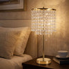 Table Lamp | Hanging Crystal Bead Shade | Pull String Switch | Gold Metal