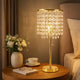 Table Lamp | Hanging Crystal Bead Shade | Pull String Switch | Gold Metal