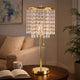 Table Lamp | Hanging Crystal Bead Shade | Pull String Switch | Gold Metal