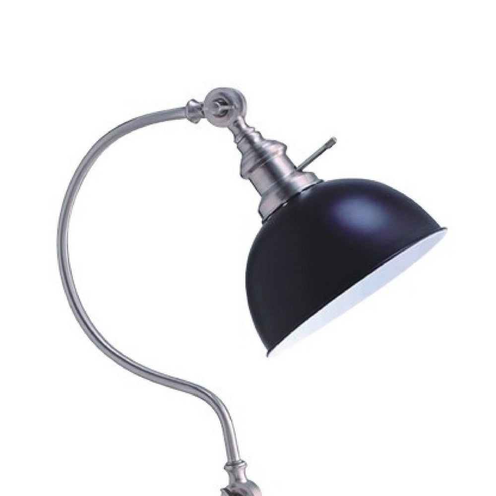 Roma Table Lamp | Gooseneck Arm & Adjustable Head | Nickel | Black Metal