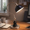 Roma Table Lamp | Gooseneck Arm & Adjustable Head | Nickel | Black Metal