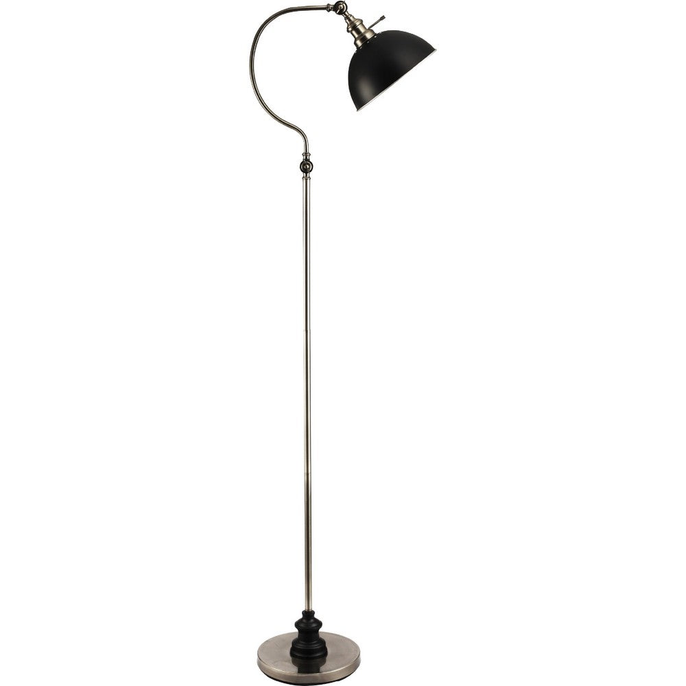 Roma Floor Lamp | Gooseneck Arm & Adjustable Head | Nickel | Black Metal