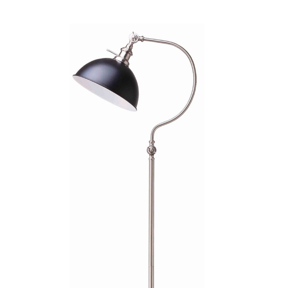 Roma Floor Lamp | Gooseneck Arm & Adjustable Head | Nickel | Black Metal