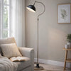 Roma Floor Lamp | Gooseneck Arm & Adjustable Head | Nickel | Black Metal