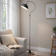 Roma Floor Lamp | Gooseneck Arm & Adjustable Head | Nickel | Black Metal