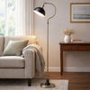 Roma Floor Lamp | Gooseneck Arm & Adjustable Head | Nickel | Black Metal