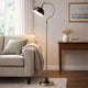 Roma Floor Lamp | Gooseneck Arm & Adjustable Head | Nickel | Black Metal