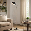 Roma Floor Lamp | Gooseneck Arm & Adjustable Head | Nickel | Black Metal