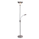 Torchiere Floor Lamp w LED Reading Light | Adjustable Arm | Satin Nickel