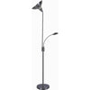 Torchiere Floor Lamp w LED Reading Light | Adjustable Arm | Satin Nickel