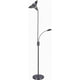 Torchiere Floor Lamp w LED Reading Light | Adjustable Arm | Satin Nickel
