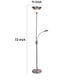 Torchiere Floor Lamp w LED Reading Light | Adjustable Arm | Satin Nickel