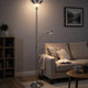 Torchiere Floor Lamp w LED Reading Light | Adjustable Arm | Satin Nickel