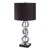 Table Lamp Set of 2 | Brown Fabric Shades | 3 Ring Design | Silver Metal