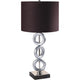 Table Lamp Set of 2 | Brown Fabric Shades | 3 Ring Design | Silver Metal